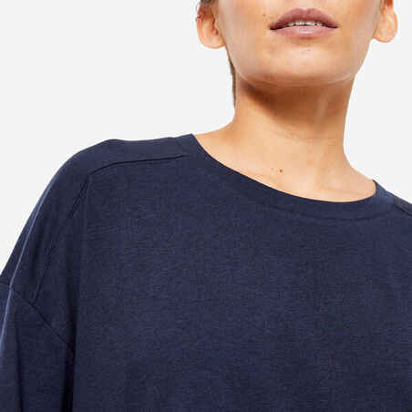 Moteriški laisvi kūno rengybos marškinėliai „520“, tamsiai mėlyni