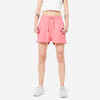 Naiste puuvillased lühikesed taskutega fitnesspüksid 520, roosad