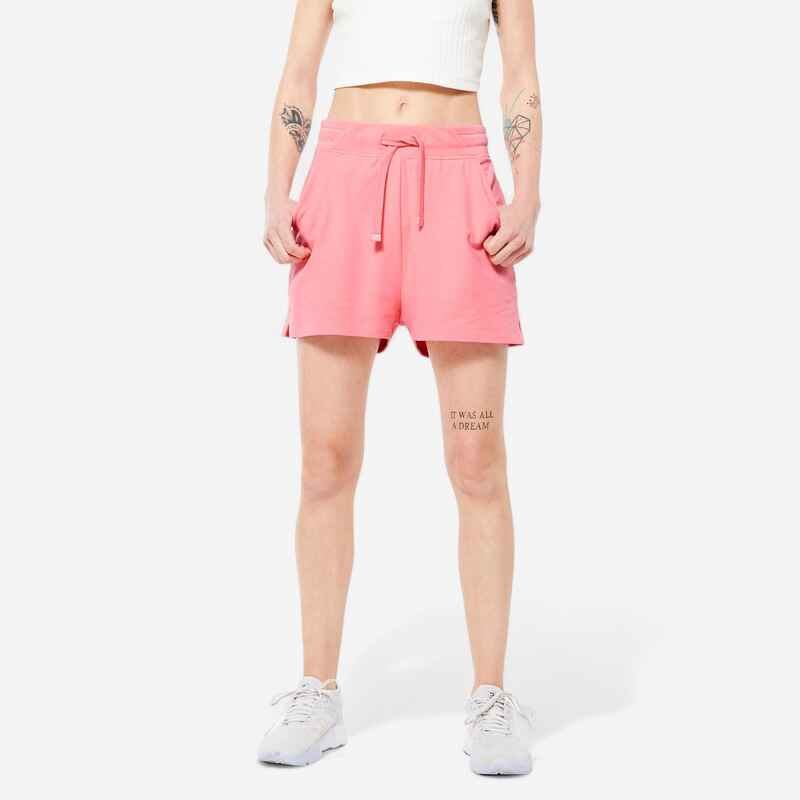 Women's Cotton Fitness Shorts with Pocket 520 - Pink Lychee