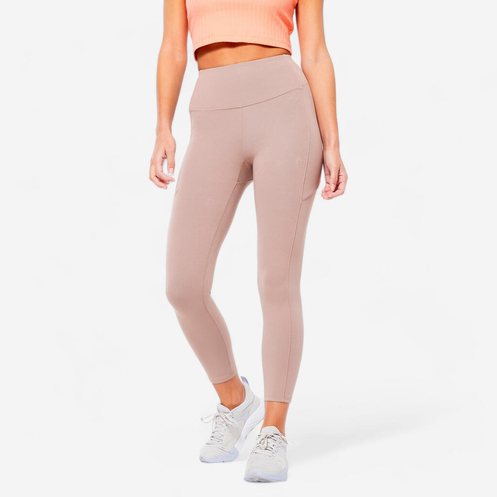 Legging 7/8 Fitness Femme galbant - 520 Marron givré