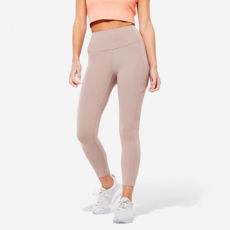 Modellerende fitness legging voor dames 520 7/8-lengte kastanjebruin