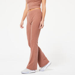Legging côtelé jambes larges femme - caramel