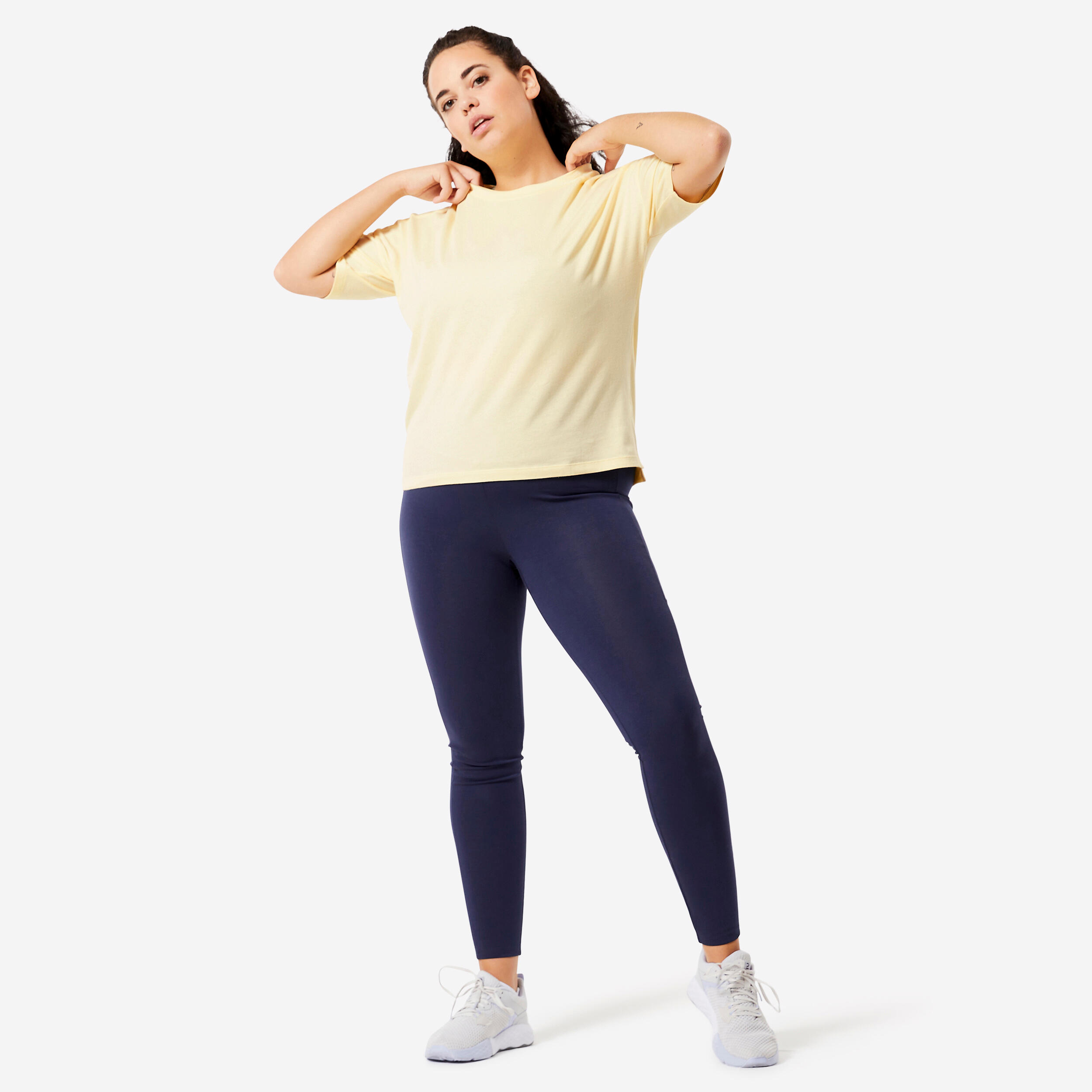 Women's Loose-Fit Fitness T-Shirt 520 - Vanilla 2/5