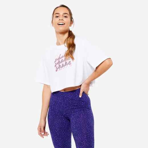 
      Women's Cropped T-Shirt - White Print Jump
  