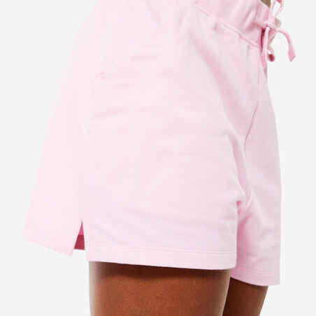 Women's Cotton Fitness Shorts 520 with Pocket - Pale Pink