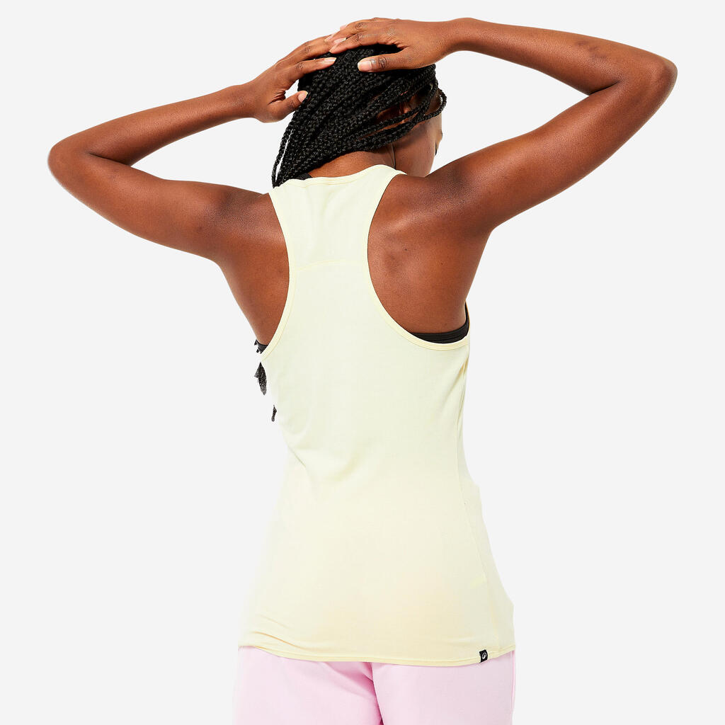 Women's Slim-Fit Crew Neck Fitness Tank Top - Yellow/Vanilla