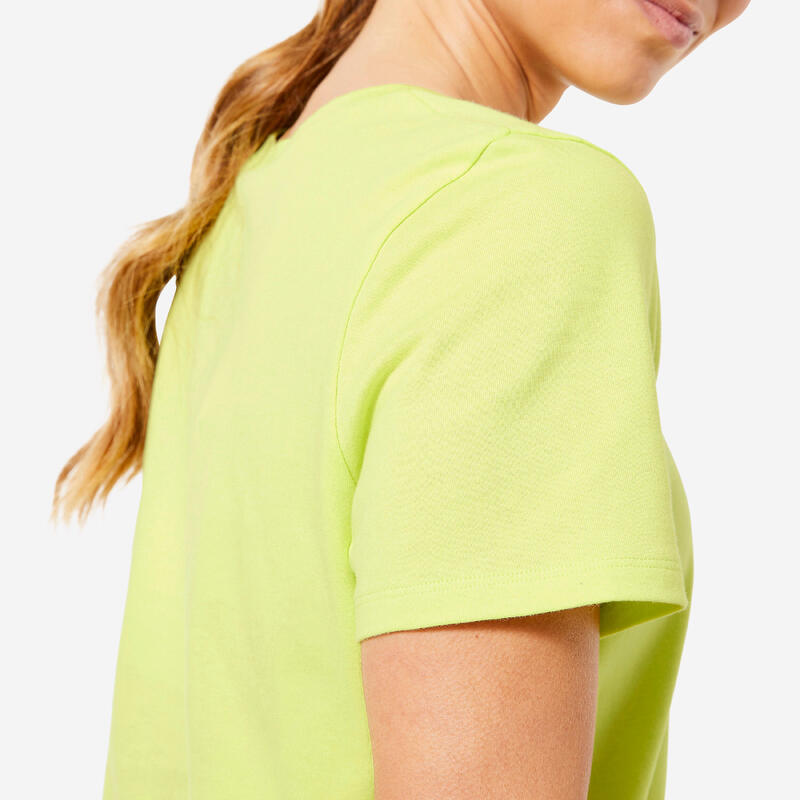 Fitnessshirt voor dames 500 Essentials tropisch geel