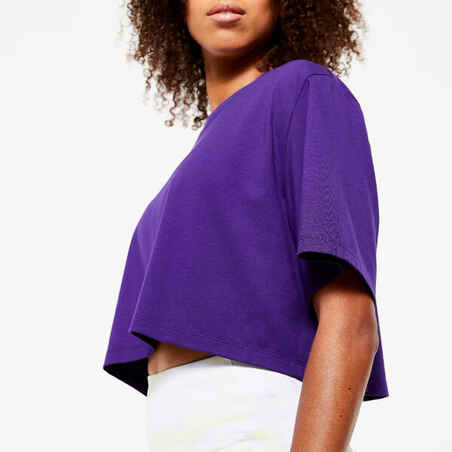 Moteriški trumpi marškinėliai, violetiniai