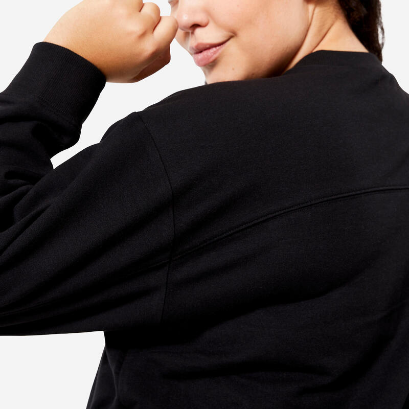 Kadın Siyah Oversize Sweatshirt - Fitness Hafif Antrenman