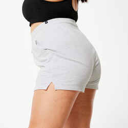 Women's Slim-Fit Cotton Fitness Shorts 520 with Pocket - Light Grey