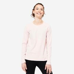 Tee-shirt en coton manches longues femme, rose clair