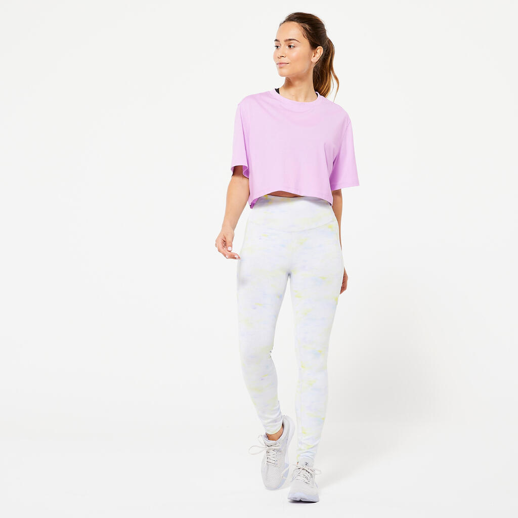 T-shirt crop top femme, bleu lilas