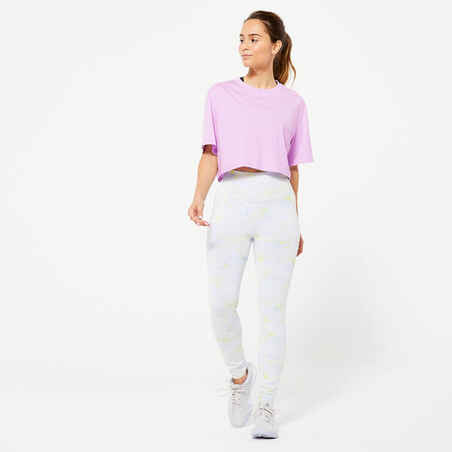 Moteriški trumpi marškinėliai, rausvai violetiniai
