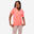 T-Shirt com Decote em V Fitness Mulher 500 Coral Pastel