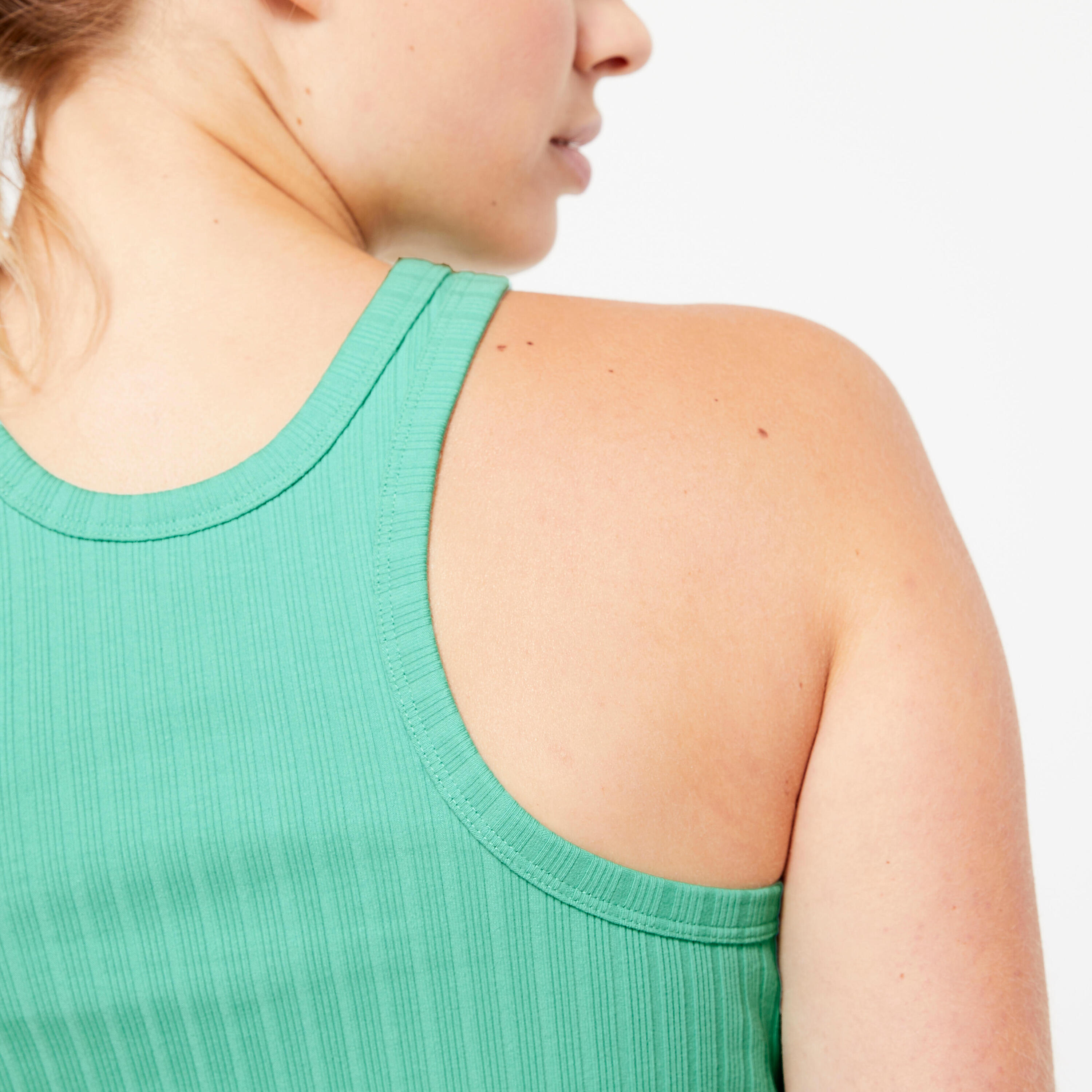 Camiseta Sin Mangas Crop Top Fitness 520 Mujer Verde Menta Fresca Canalé 5/7