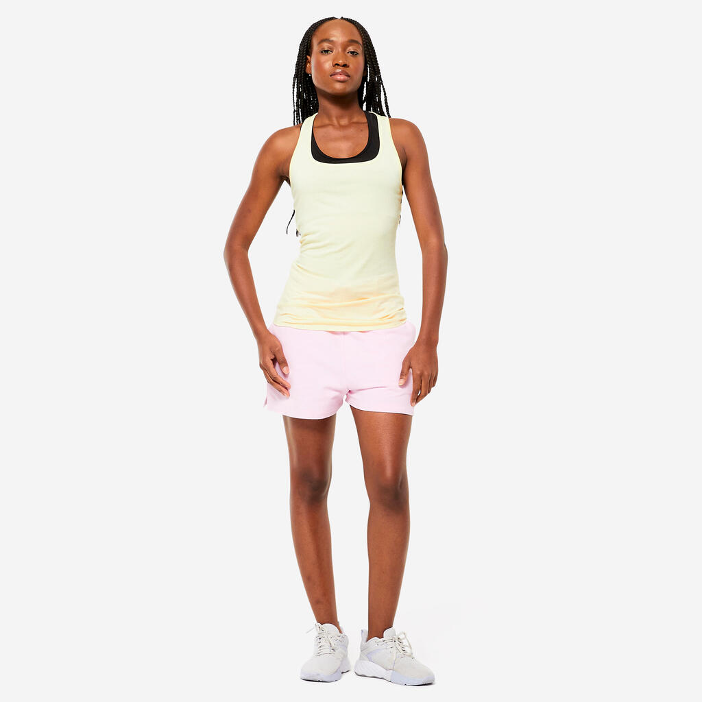 Women's Slim-Fit Crew Neck Fitness Tank Top - Yellow/Vanilla