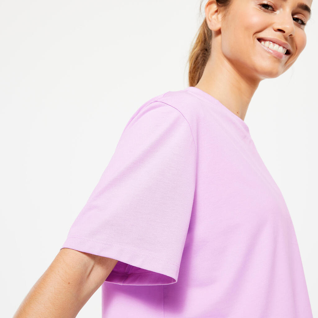 T-shirt crop top femme, bleu lilas