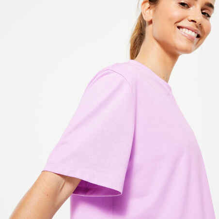 Moteriški trumpi marškinėliai, rausvai violetiniai