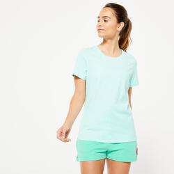 Camiseta Fitness 500 Essential Mujer Menta Pastel