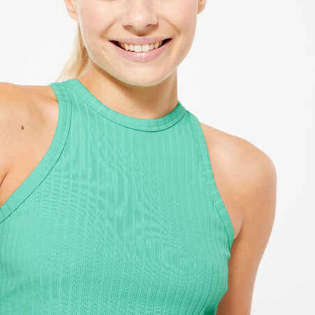 Women's Fitness Ribbed Crop Top 520 - Fresh Green Mint