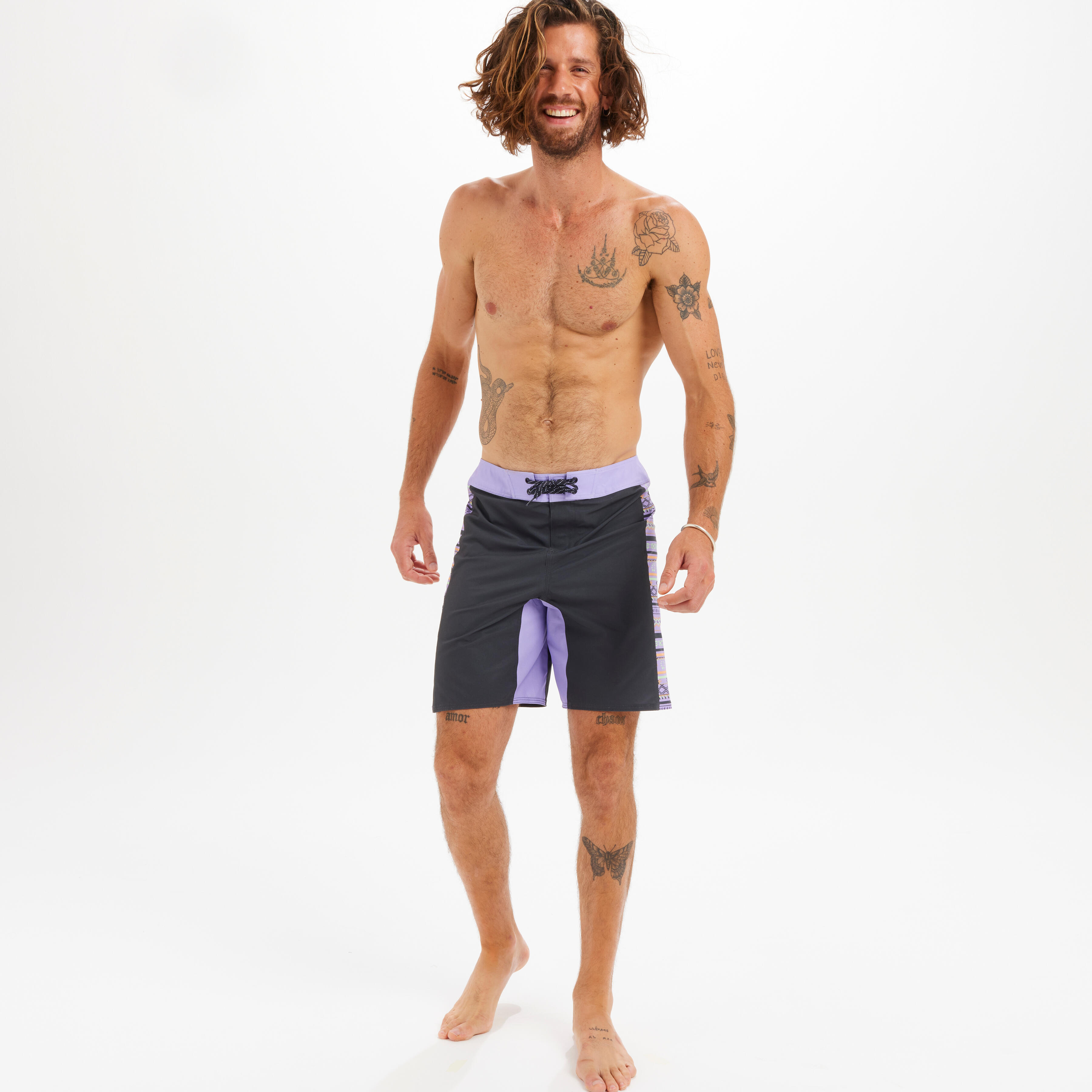 Boardshort surf 500 19" BLANKET PURPLE