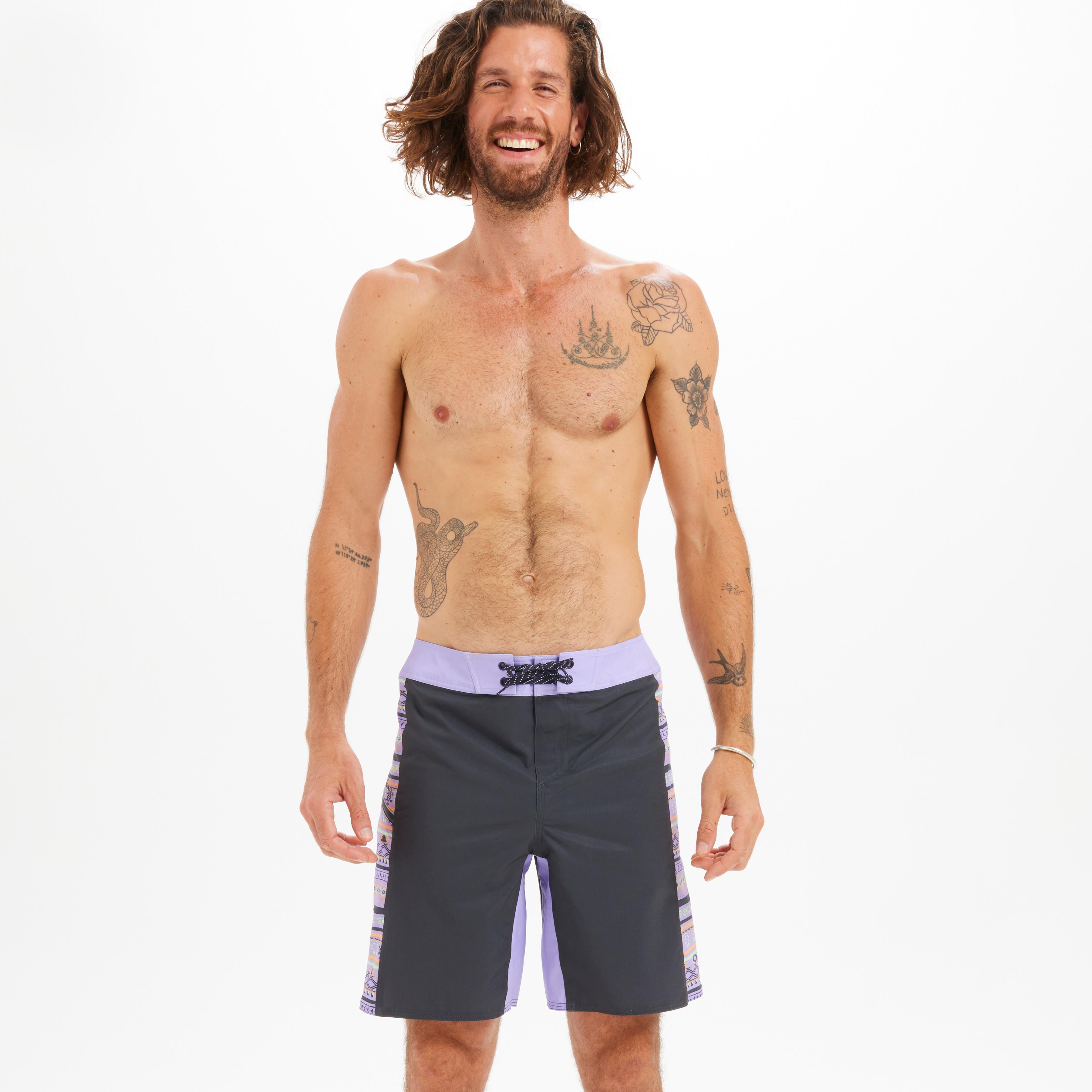 Boardshort surf 500 19" BLANKET PURPLE