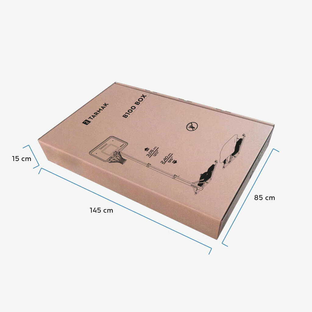 Basketbalový kôš B100 Easy Box skladací s kolieskom nastaviteľný 240 - 305 cm 