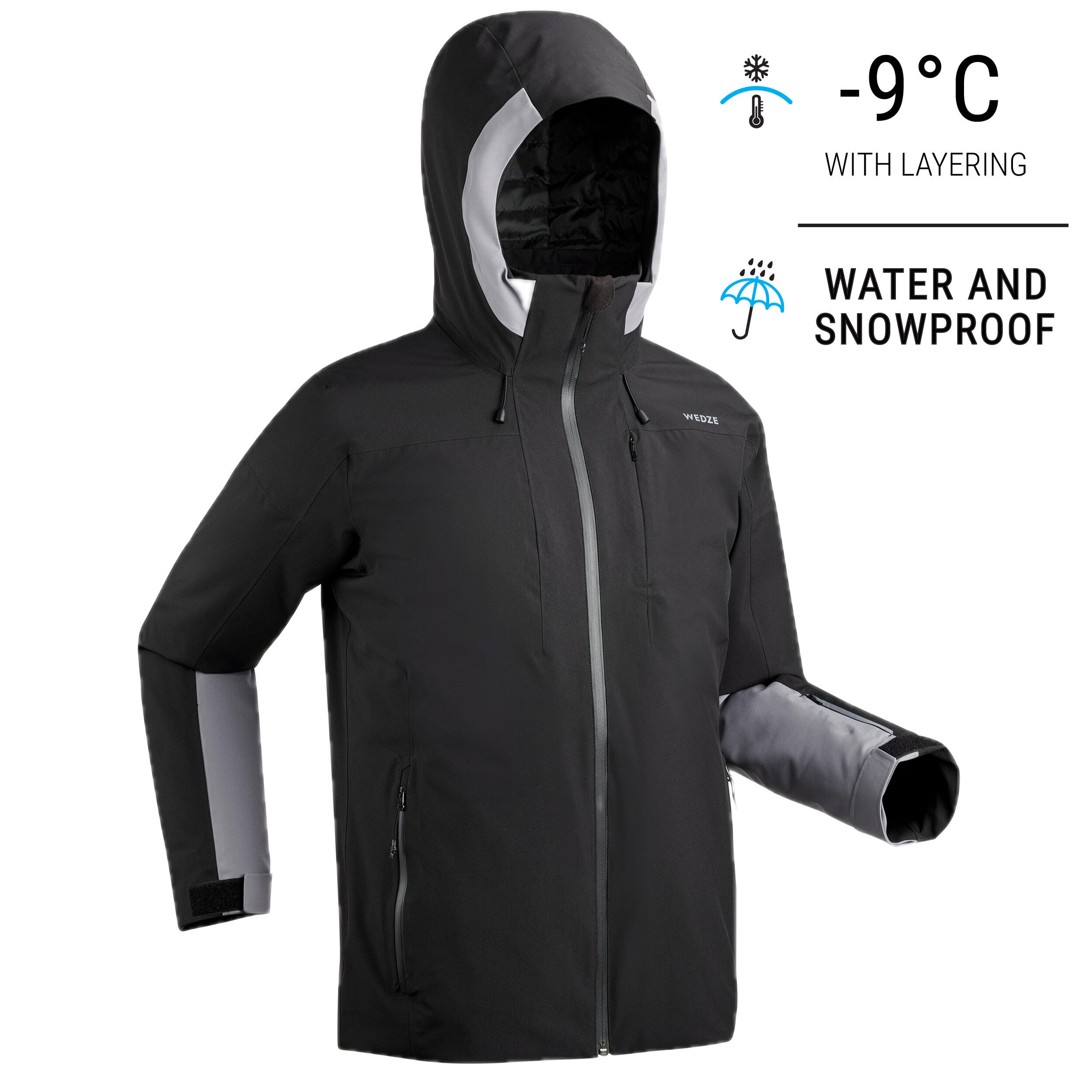 Decathlon Mens Ski Jacket Size XS Gray Down Lined Pockets Mock Neck Full  Zipper | eBay