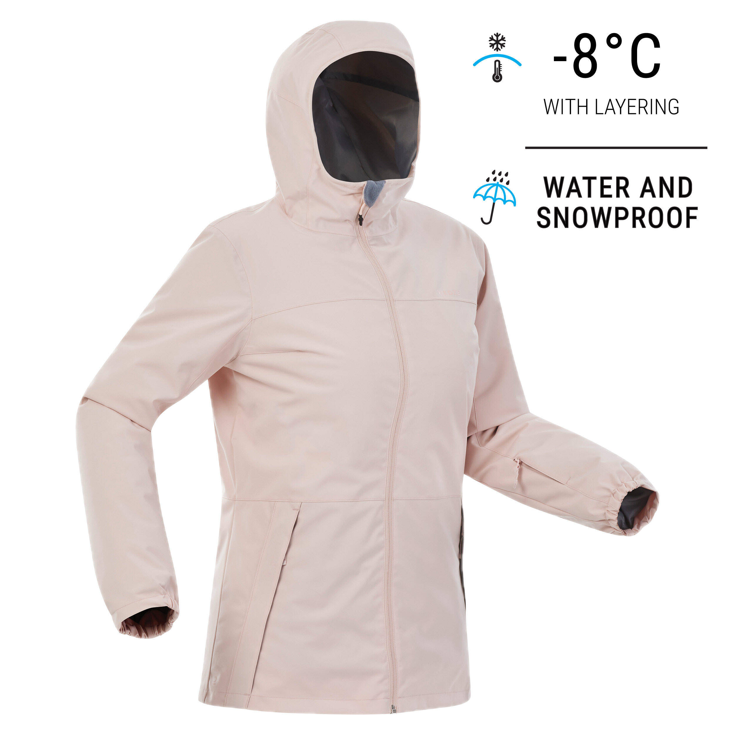 Women Winter Jacket for Skiing - Pink -8°C