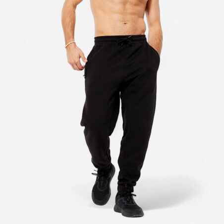 Pantalón de fitness cálido de corte recto negro para hombre