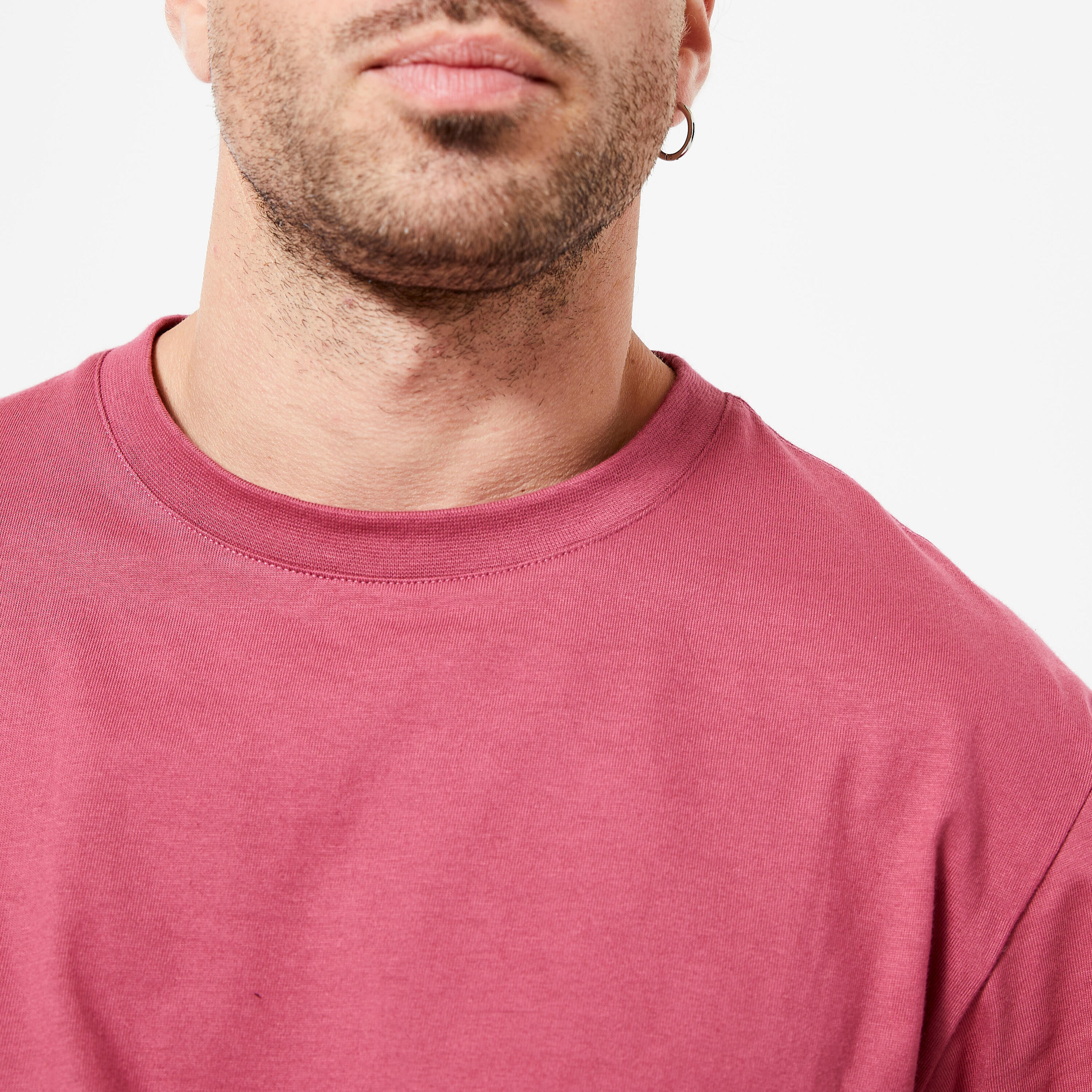 Men's Fitness T-Shirt 500 Essentials - Pink 3/5
