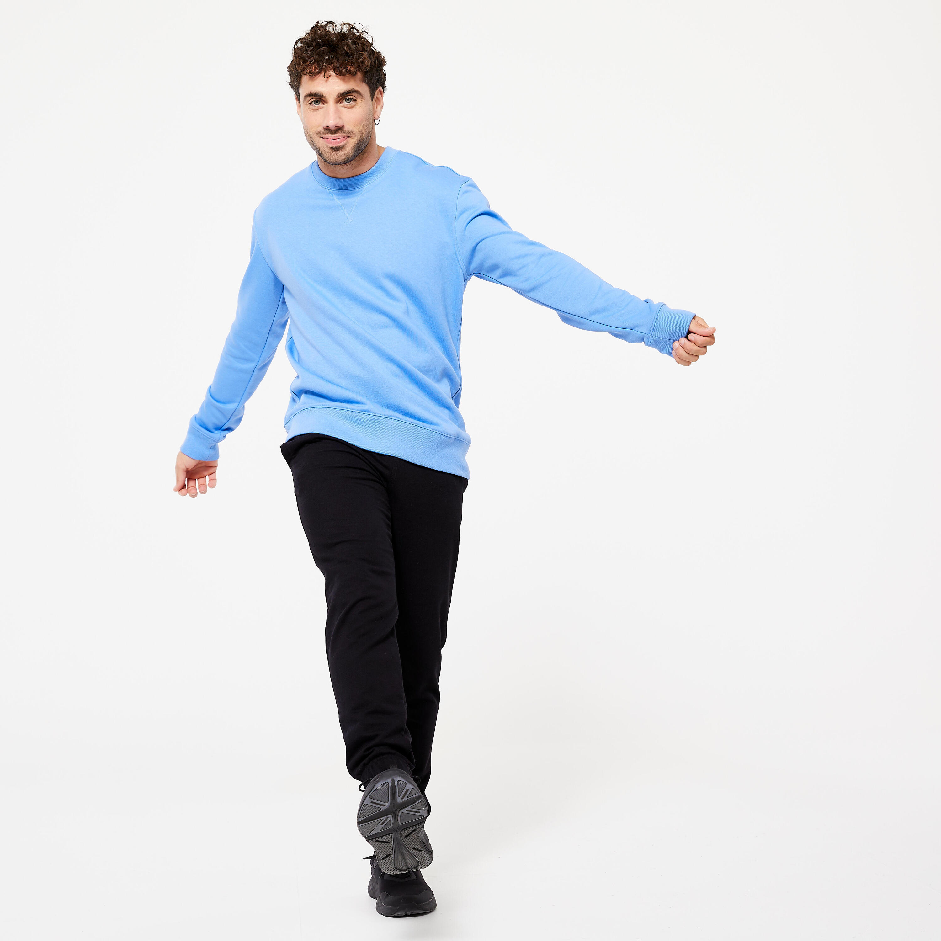 Men's Crew Neck Fitness Sweatshirt 500 Essentials - Lavender 2/6