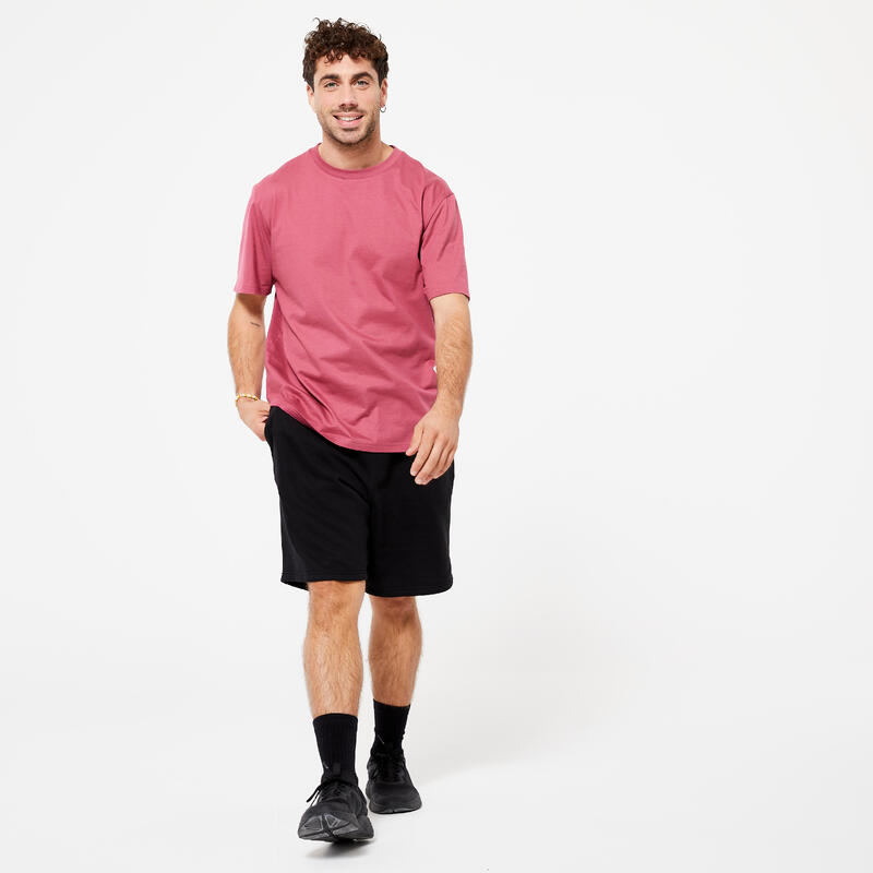 Molton fitness short met zakken voor heren diepzwart