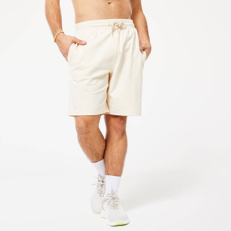 Men's Fitness Shorts 500 Essentials - Shell White