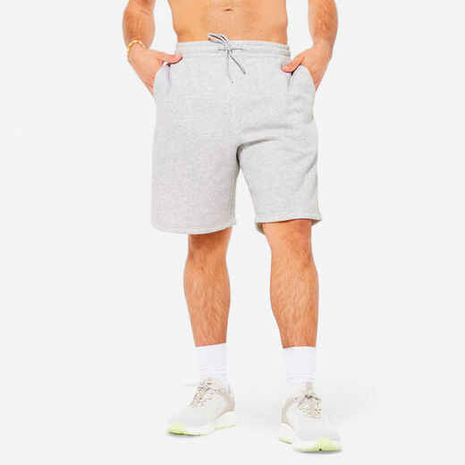 
      Men's Brushed Jersey Fitness Shorts with Pockets - Grey
  