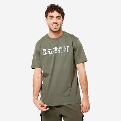 T-shirt uomo palestra regular fit cotone verde militare