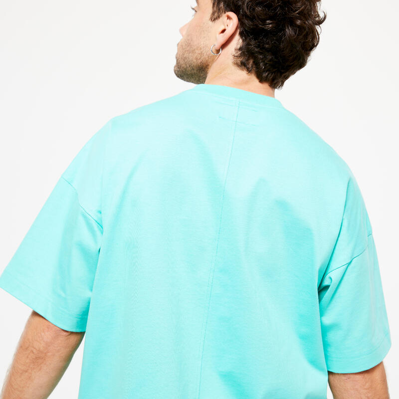 T-shirt uomo palestra 520 oversize 100% cotone verde