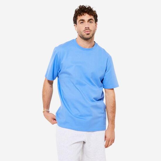 T-shirt fitness homme col rond manches courtes, bleu