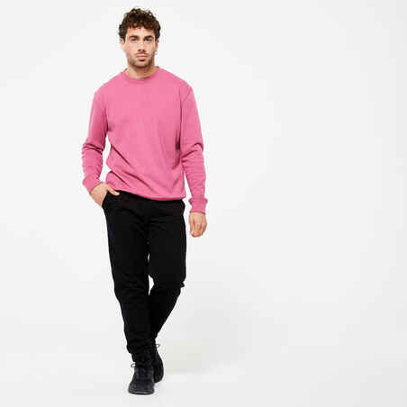 Vyriškas kūno rengybos džemperis su apvalia apykakle „500 Essentials“, rožinis