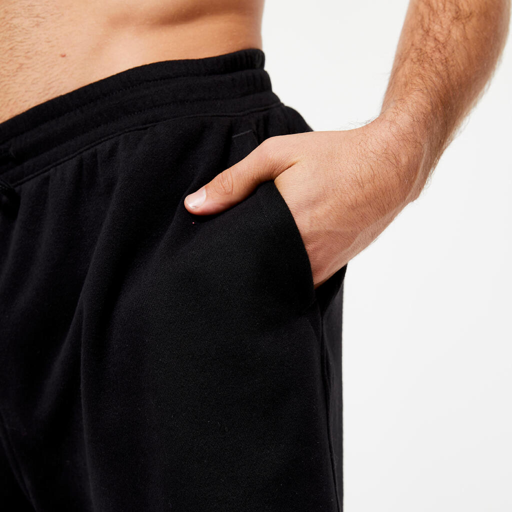 Men's Fleece Fitness Shorts with Pockets - Navy Blue