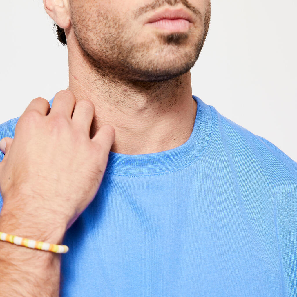 T-shirt fitness homme col rond manches courtes, bleu clair