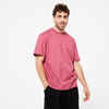 Majica kratkih rukava za fitness 500 Essentials ravna muška ružičasta