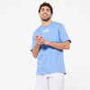 Pánske tričko na fitness 500 Essentials levanduľové s potlačou