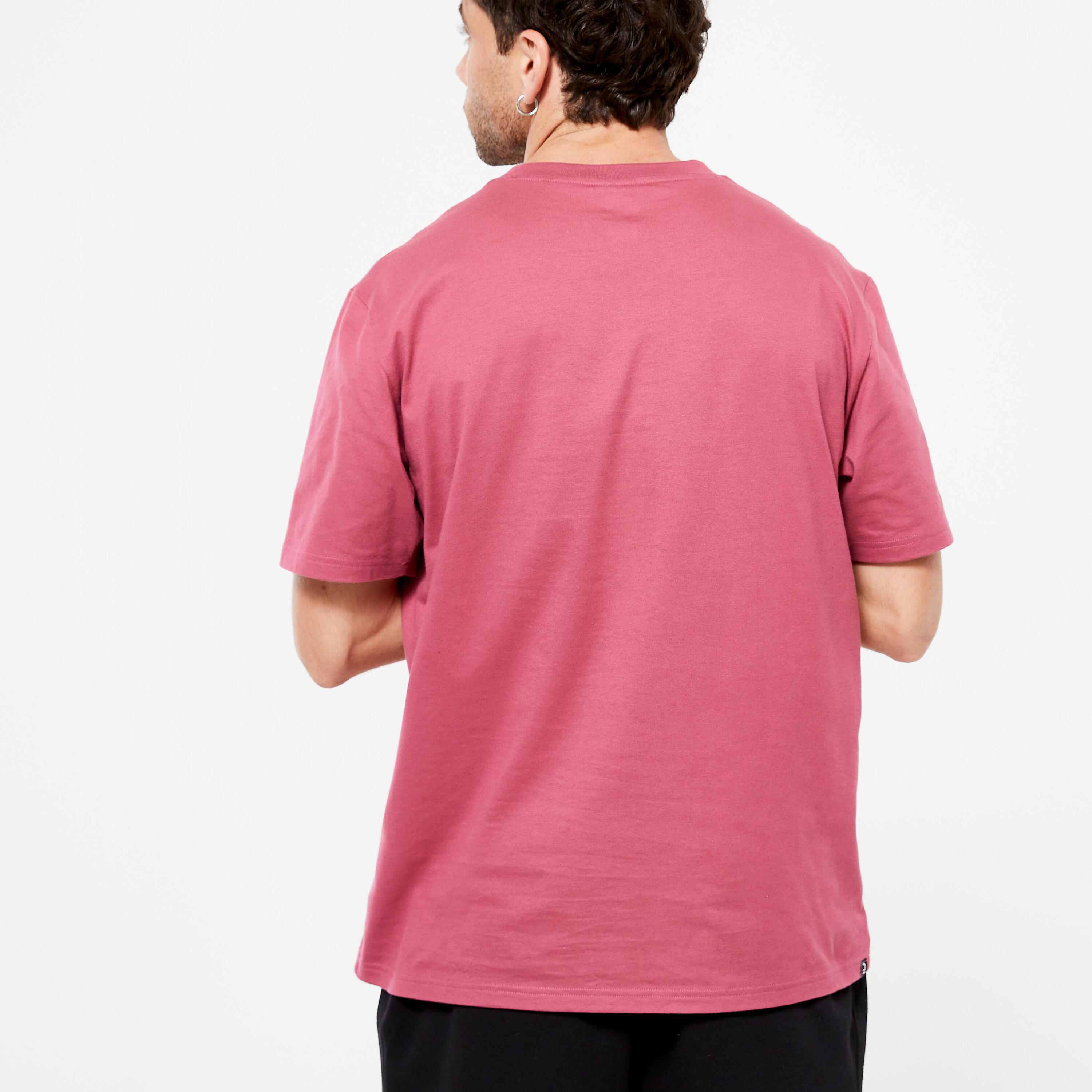 T-shirt fitness homme col rond manches courtes, rose cendré 5/6