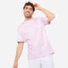 Pánske tričko na fitness 500 Essentials pastelové slezové s potlačou