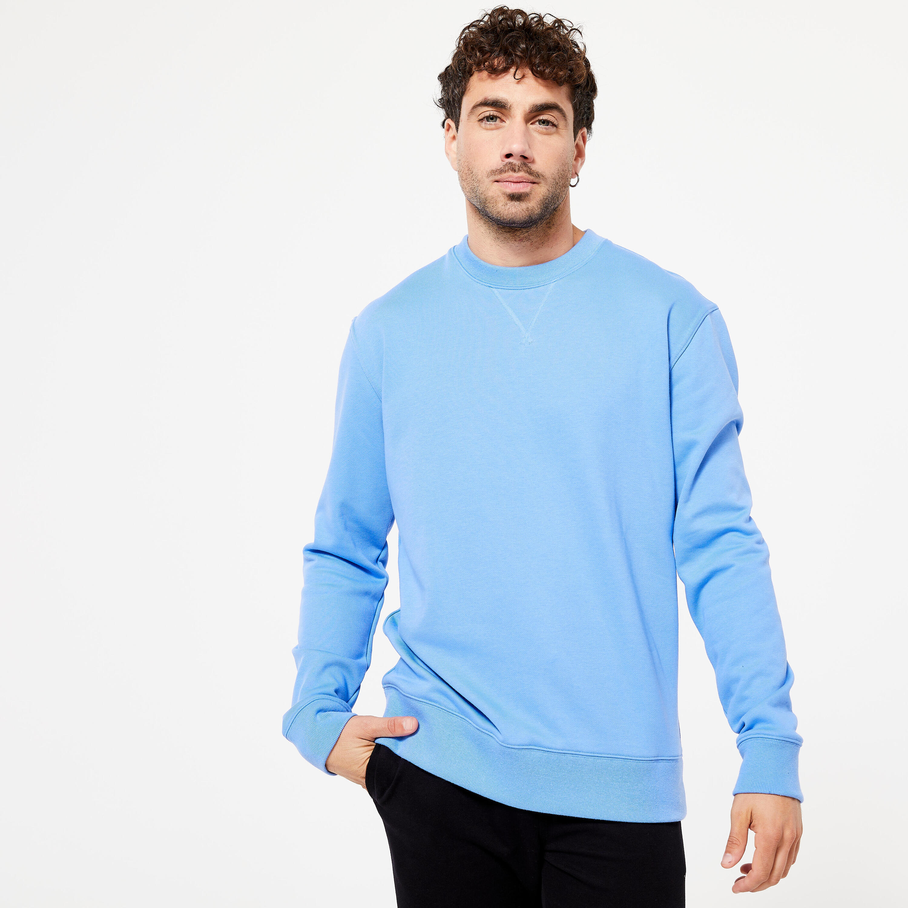 Men's Crew Neck Fitness Sweatshirt 500 Essentials - Lavender 1/6