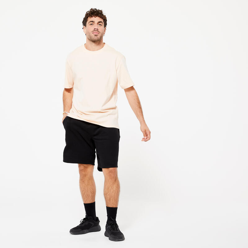 Tricou fitness guler rotund Bej Bărbați