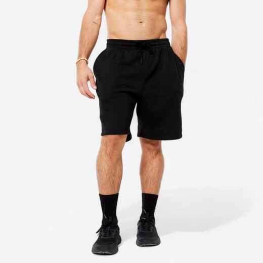 
      Short de fitness en molleton avec poches homme, noir ultra
  