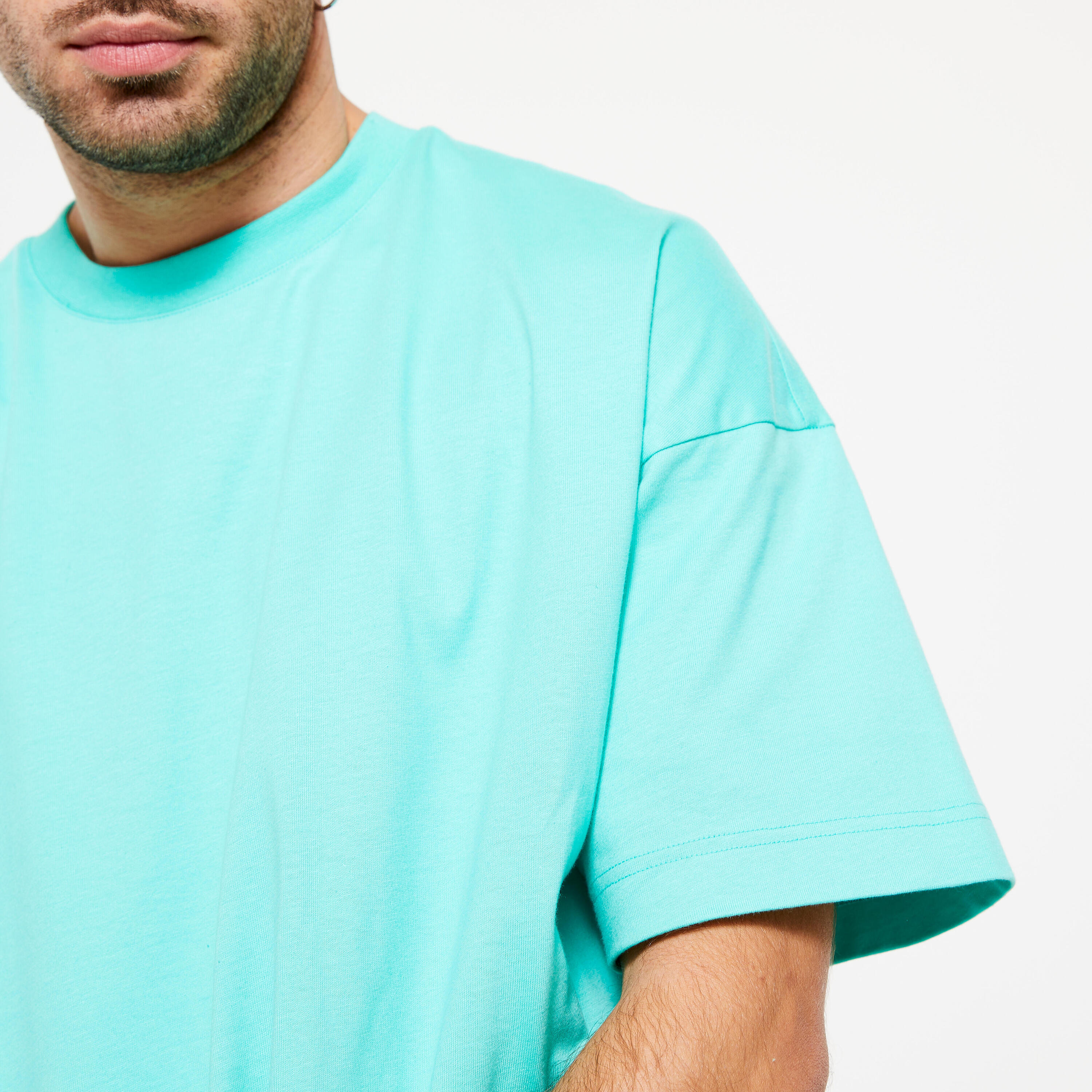 Men's Fitness Loose-Fit T-Shirt 520 - Fresh Mint Green 4/6