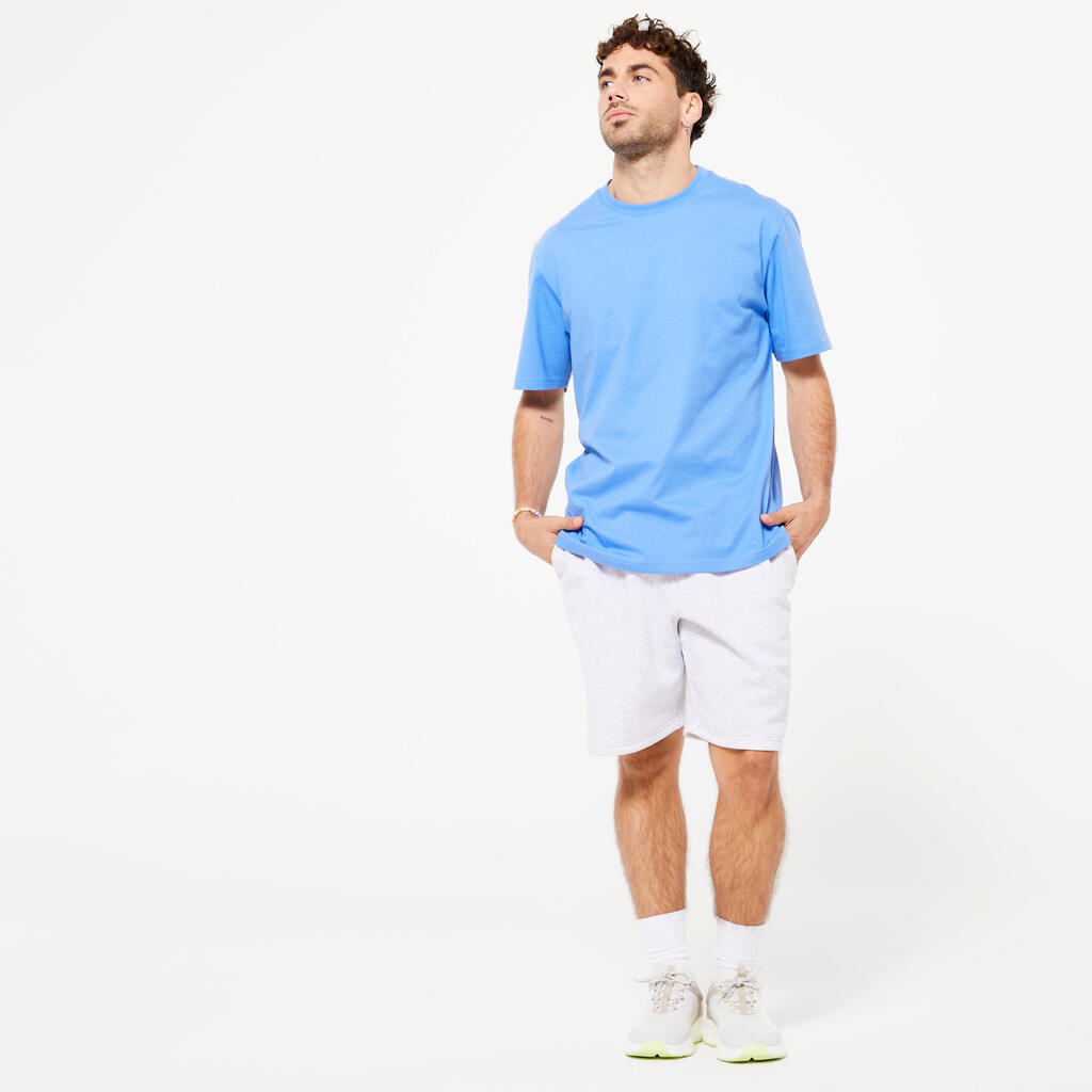 T-shirt fitness homme col rond manches courtes, bleu clair
